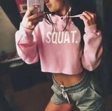 Cropped Gym Hoodie with Motivational Print-Pink-4