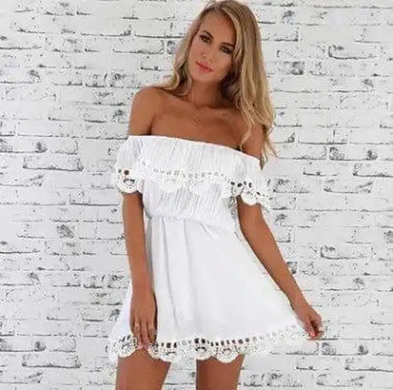 Women's Off Shoulder Lace Dress-1