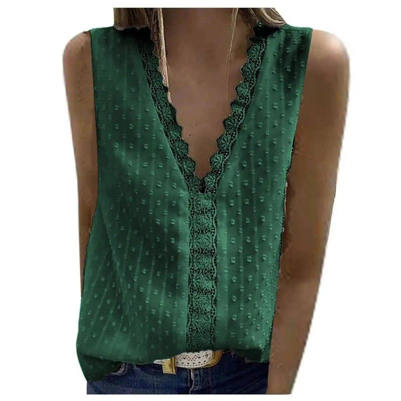 Stylish Chiffon Vest Top for Any Occasion-Green-3