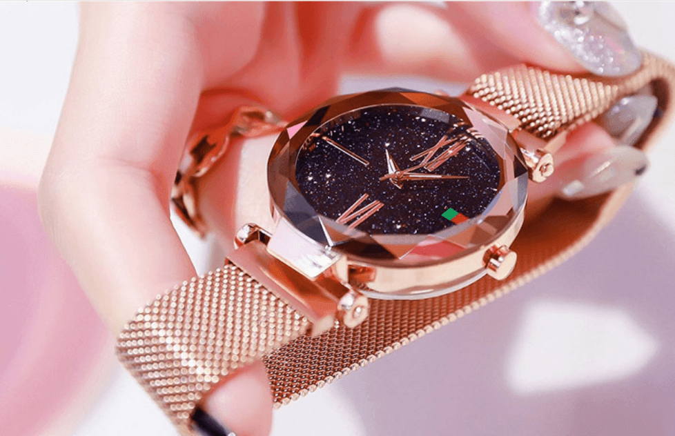 Luxury Women Watches Mesh Ladies Clock Magnet Buckle Starry-8