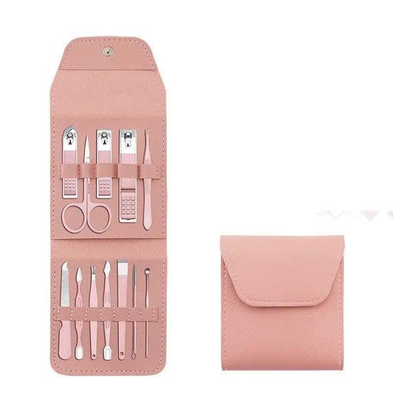 Make Up 16 Pcs Nail Clippers Nail Cutter Nail Scissors With-Pink-12