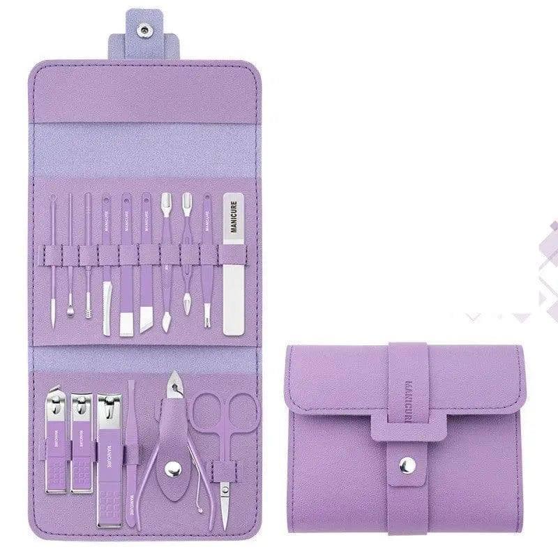 Make Up 16 Pcs Nail Clippers Nail Cutter Nail Scissors With-Purple-19