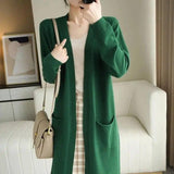 No Buckle Lazy Wind Fashion Long Cardigan Knitted Coat Women-12