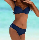 Non-collective sexy swimsuit bikini multicolor solid color-Darkblue-4