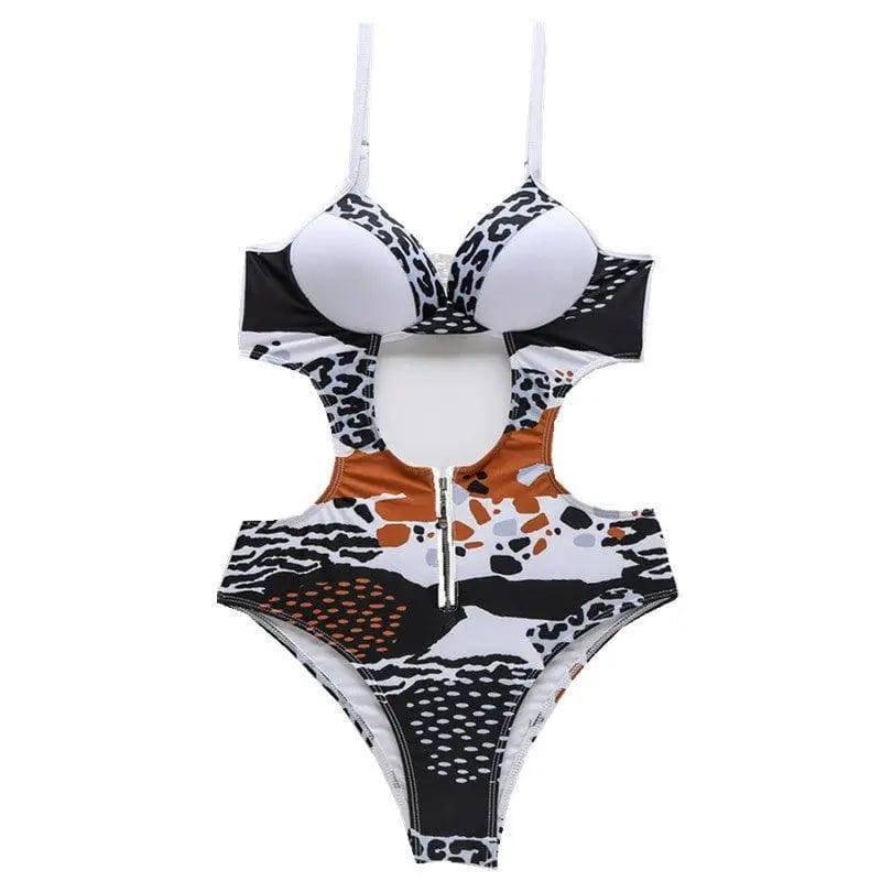 One Piece Bikini Swimsuit-Leopardprint-3