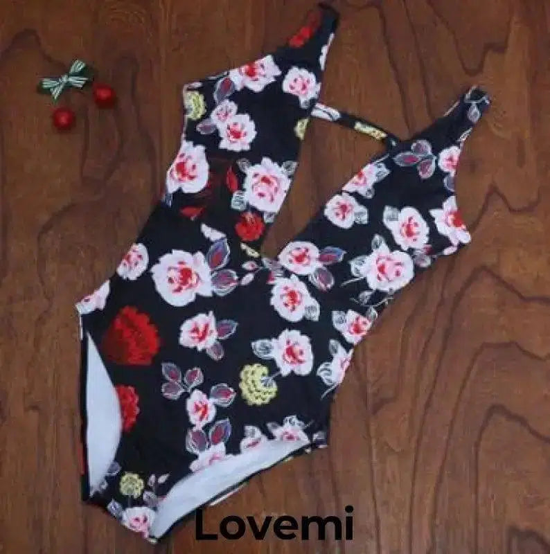 One-piece Swimsuit, Flower Swimsuit,-6