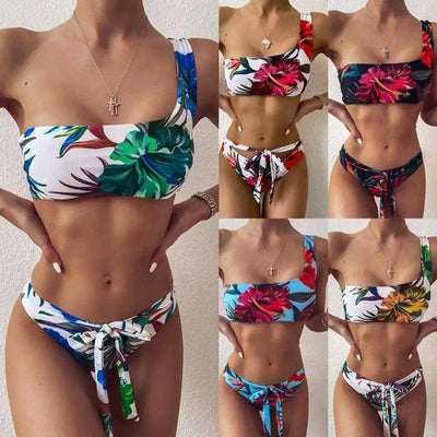 One shoulder printed bikini-1