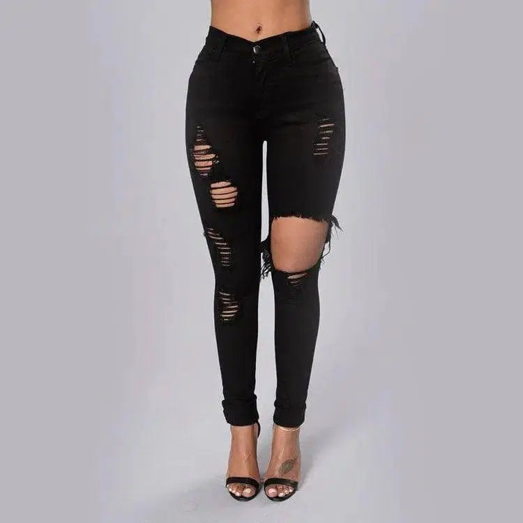 Pencil feet jeans-Black-4