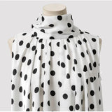 Plus Size Bow Print Big Dot Turtleneck Blouses Shirts 4XL 5XL Streetwear Sleeveless Loose Blouse-4