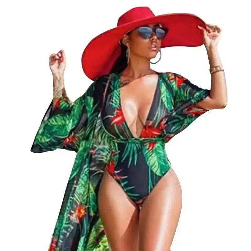 Plus Size Swimsuit Female One-piece Sexy Digital Printed-1