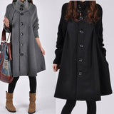 Plus Size Women's Mid-length Loose Woolen Coat-1