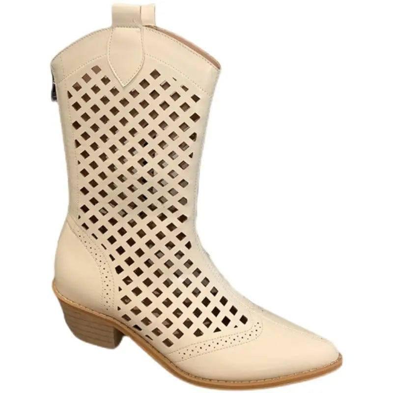 Pointed Western Cowboy Boots Women Thin Hollow Knight Thick-5