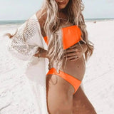 Pregnant women tube top swimsuit-Orange-3