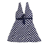 Print plus-size skirt split swimsuit-Polkadots-2