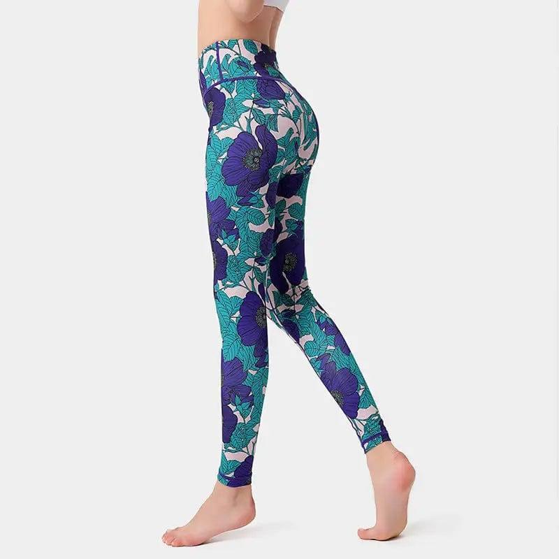 Print Yoga Suit Amazon Yoga Pants-Blue-2