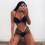 Product Solid Color Bikini Ladies Split Swimsuit-Black-3