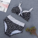 Retro Polka Dot Bikini Split Slim Swimsuit-Blackandwhite-2