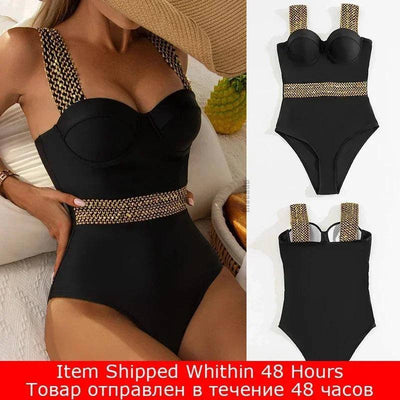 Riseado Push Up Swimsuit One Piece Swimwear Women-B8058-6