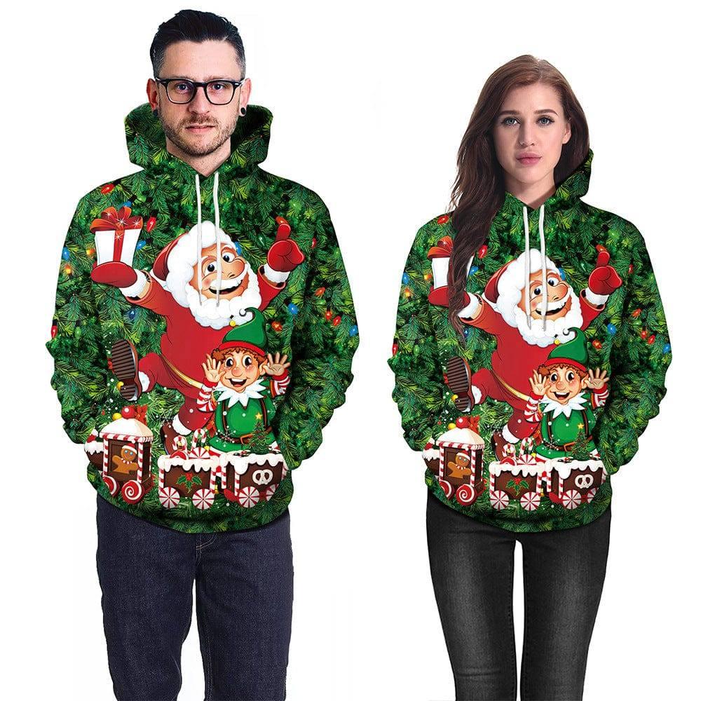 Santa Halloween Christmas Couple Hooded Sweater-1