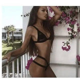 Bikini Women Set Patchwork Swimwear-Black-1