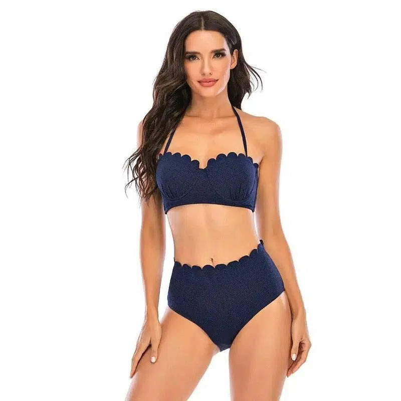 Hold Together European And American Swimsuit Women-Blue-1