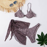 Sexy Leopard Print Split Swimsuit Women s Three piece Set-E-4