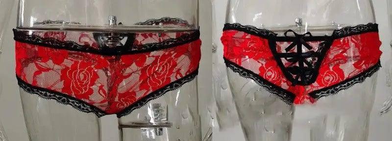 Lingerie Ladies Lace Bow Briefs Briefs-Red-3