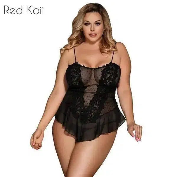 Sexy Lingerie Plus Size Lenceria Sleepwear-Black-2