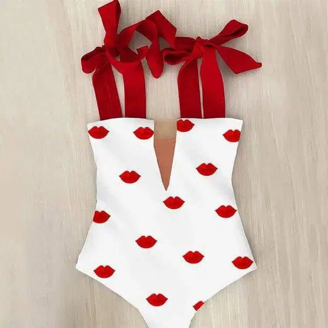 One Piece Swimsuit Shoulder Strappy Swimsuit Heart-8