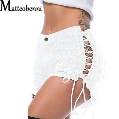 Sexy Ripped Tassel Jeans Streetwear-White-3