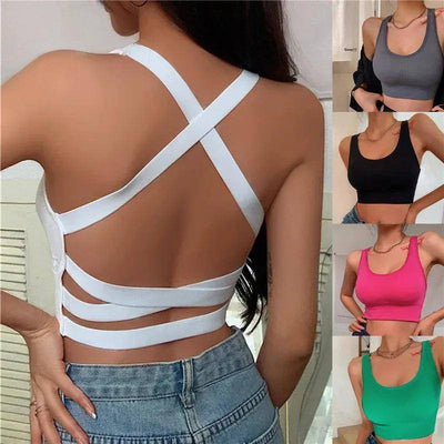 Sexy Women Vest Crop Top Sleeveless Vests Beach Women Sports-1