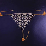 Shiny Sexy Bikini Set with Rhinestone Hollow Flower Body-Gold-3