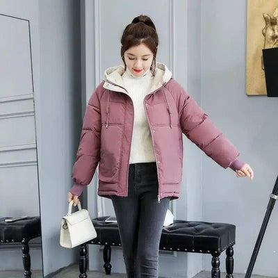 Short Down Coat Loose Korean Style-Pink-7