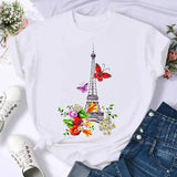 Short Sleeve Butterfly Bow Sweet Flower Fashion Summer Women-3