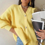 Simple atmosphere sweater coat-Yellow-7