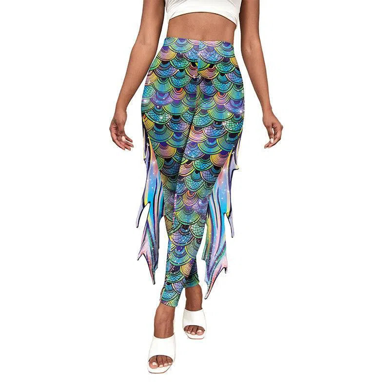 Slim Fish Pants With Raised Hips And Digital Fin Printing-B2421018-9