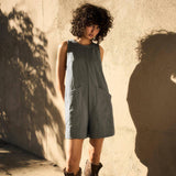 Solid Color Loose Jumpsuit With Pockets Fashion Summer-Dark Grey-9