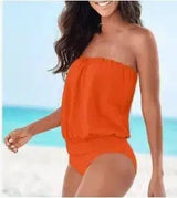 Solid Color Multi-code Tube Top Strapless Shoulders-Orange-4