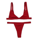 Solid Color Separate Body Swimsuit Female Multi-color-WineRed-5