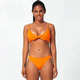 Solid color triangle split sexy bikini-1