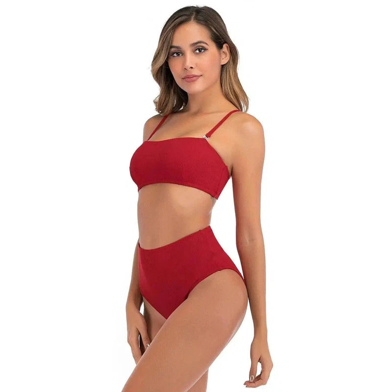 Split Swimsuit Women Bikini European And American High-Red-4