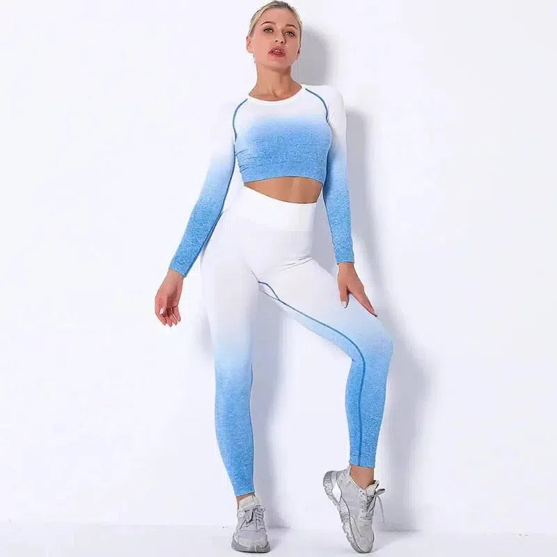 Sports tight Yoga suit-Blue-5