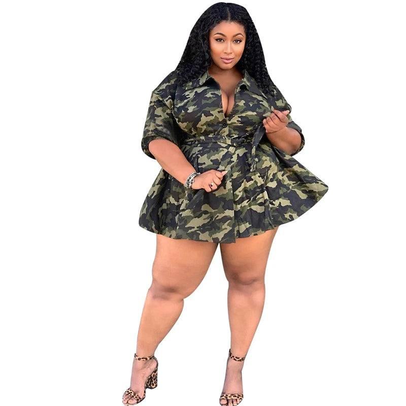 Fall Clothes for Women Plus Size Dresses Party Mini Dress with Lace Up Ladies Elegant Camo Dress Dropshipping Wholesale-Turquoise-8