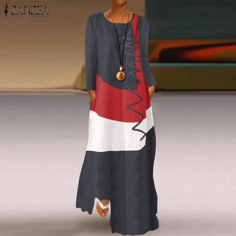 Bohemian Patchwork Ankle-Length Cotton Dress - Your Ultimate Summer Statement!-4