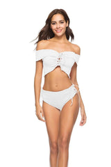 Summer new sexy cross strap two-piece bikini-White-5