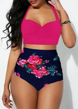 Sunflower print bikini set-Purple-6