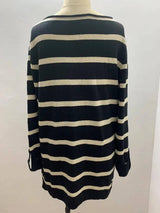 Sweater Contrast Stripe Pullover Crewneck Sweater-4