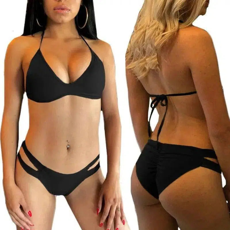 Swimsuit Bikini Female Sense Three-Point Sexy Underwear-Black-1