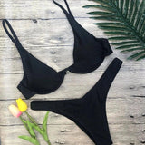 Swimwear Summer Bikini Women Swimsuit Bather-Black-2