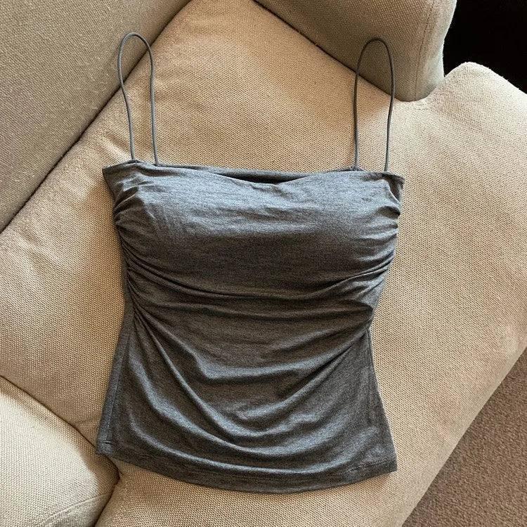 Tank Tops Women With Built In Bra Spaghetti Strap Tanks For-A-gray-24